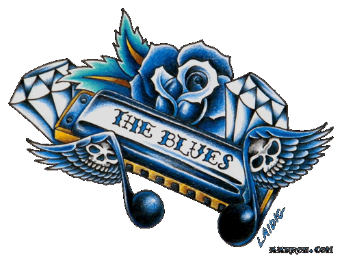 The blues tattoo deal for Aarron at Electric Beach Salon Port Angeles