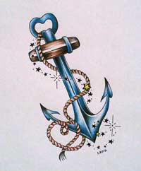 blue anchor tattoo flash