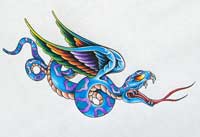 snake with wings flash art