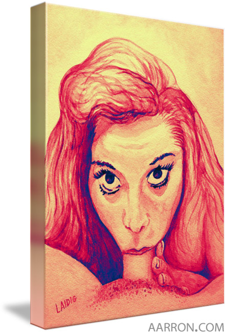 Intensity Sizzle artwork with an oral sex orgasm theme created from watercolor artwork on coldpress paper