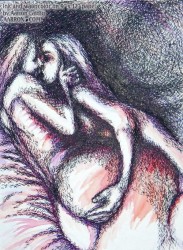 sexy scribbles girly sex with ink and watercolor erotic art by Aarron Laidig