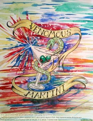 Venomous Martini ink and watercolor art