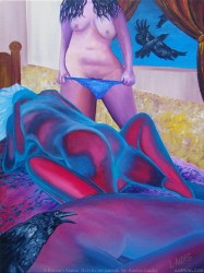 A Raven's Game erotic themed painting by erotic artist Aarron Laidig 