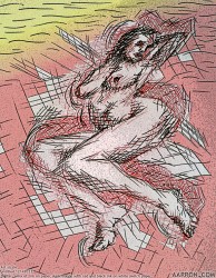 Untitled Sizzle 12142013 Erotic art digital remix of pen and ink nude figure sketch by Aarron Laidig