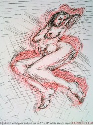 ink sketch of moving female nude 