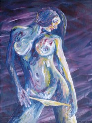 Stephanie removes her yellow panties fine art painting from panties erotic art series