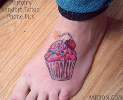 Cupcake foot tattoo