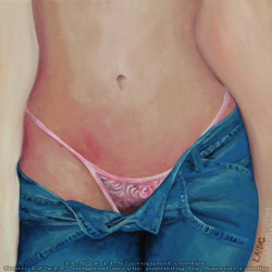 Pink Lace Under Blue Jeans fine art painting by Aarron Laidig