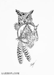 Owl Totem Drawing By Aarron Laidig