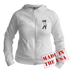 Hooded sweat shirt with zombie doll tattoo design
