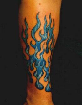 Design Tattoo on Reverse Blue Flame Tattoo