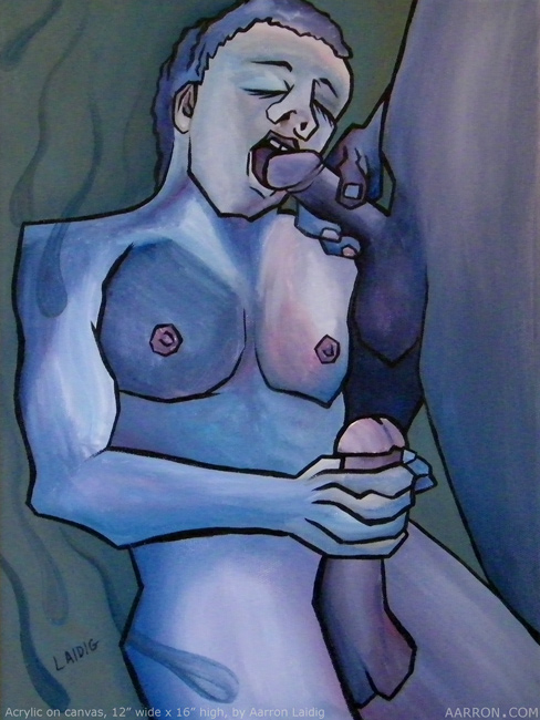 Blue Evening gay themed erotic artwork on canvas
