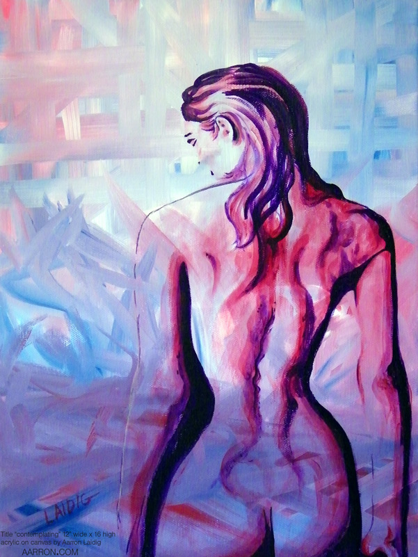 contemplating painting on canvas