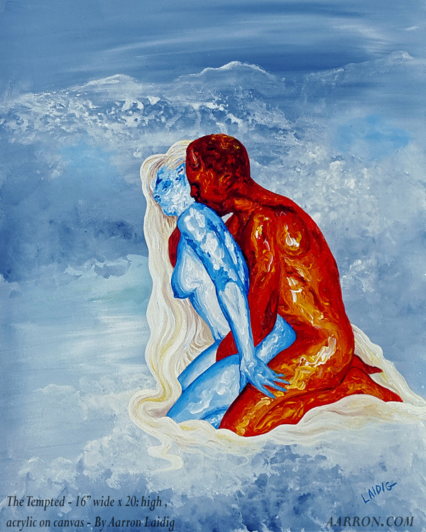 The Tempted painting on non stretched canvas