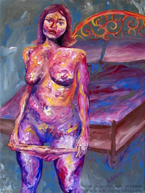 wavering painting from Aarron Laidig's panties coming down fine art series