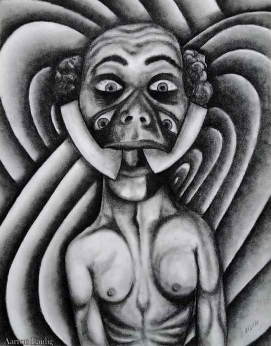 untitled creepy social political statement charcoal drawing 