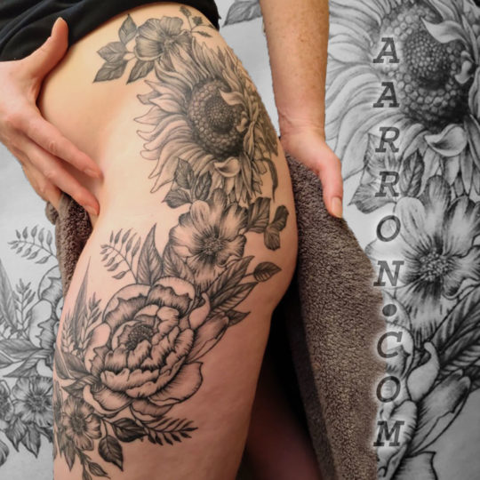 floral tattoo by aarron laidig