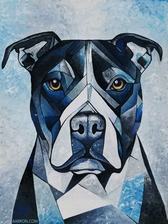 american pitbull cubism painting small by Aarron Laidig