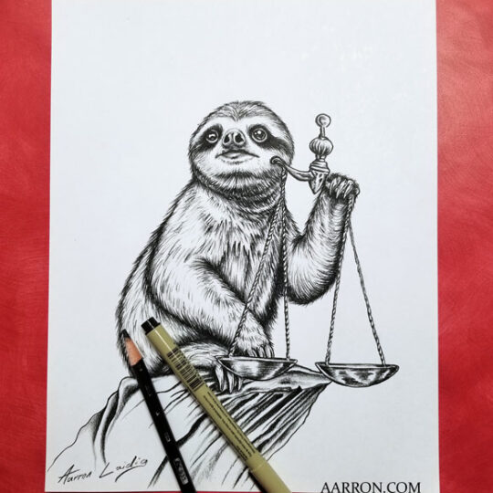 Slothy Karmic Balance Aarron Laidig sloth drawings