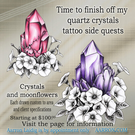 Crystals and moonflowers adverts