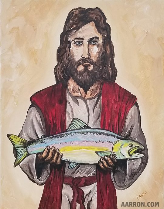 Paint sketching with Aarron Of Pike Place Jesus painting sketch study.
